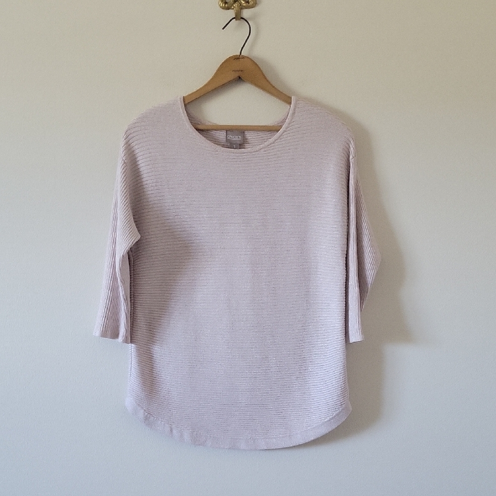 Chico's Taupe Dori Shimmer Sweater Size Medium